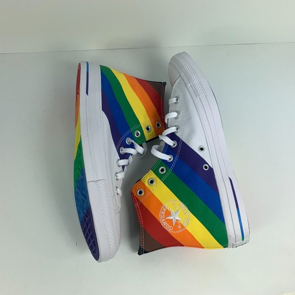 Converse Mens CTAS Hi Pride Canvas 167758C White/University Red/Multi NWB - Picture 9 of 11